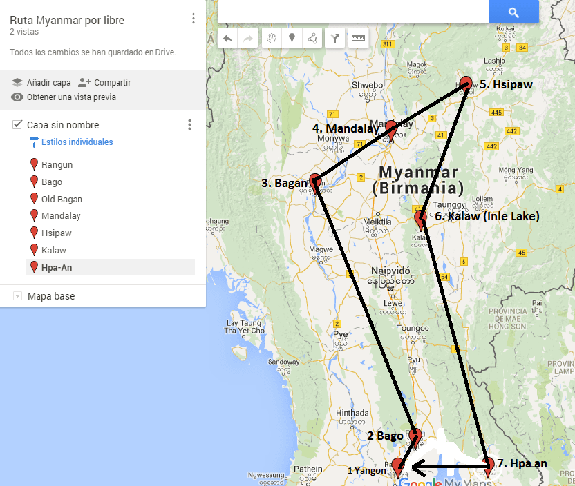 Ruta Myanmar por libre