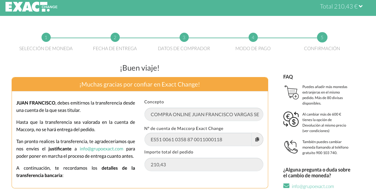 cambiar dinero online experiencias
