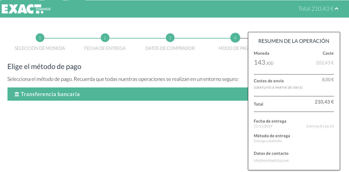 exact change recomendaciones