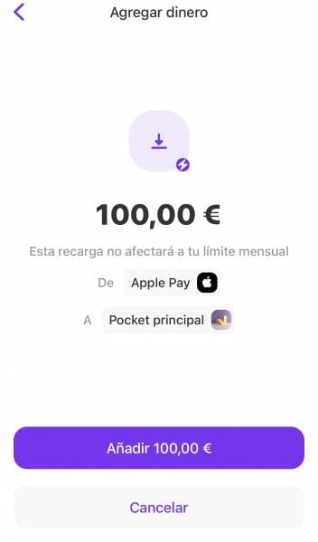 Añadir dinero Vivid money
