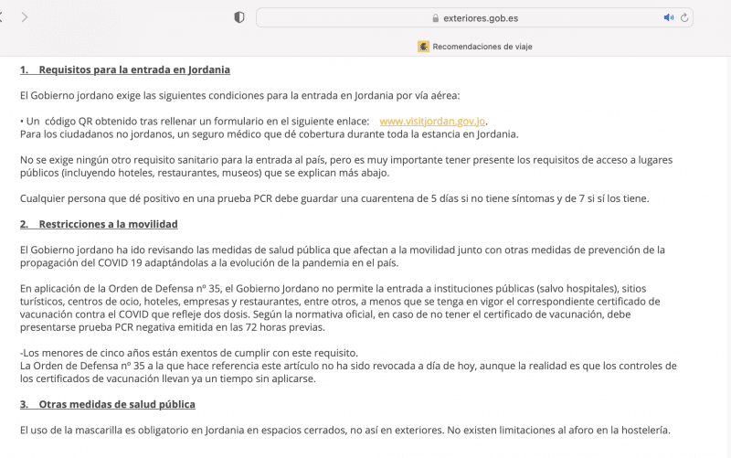 Es seguro viajar a Jordania ministerio Interior españa