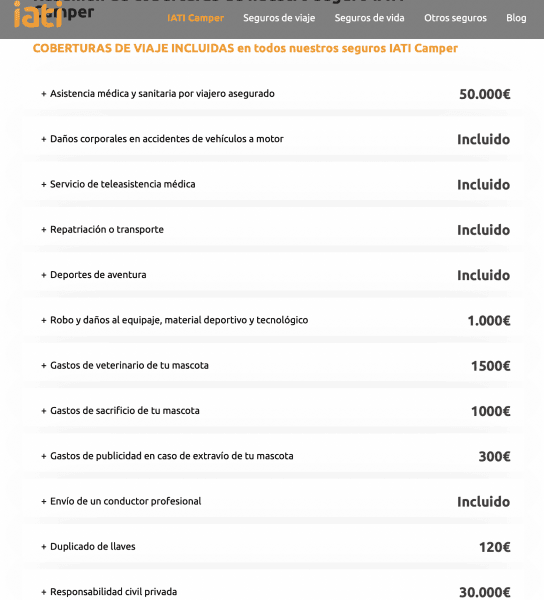 cobertura seguro viaje iati camper