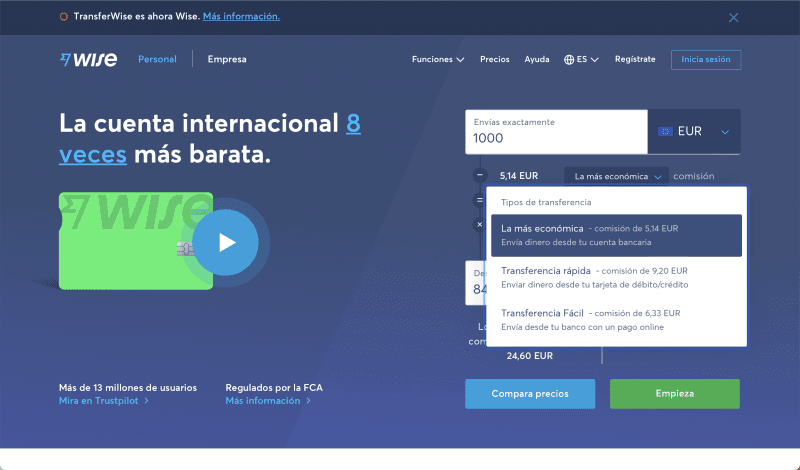 como hacer transferencias con wise