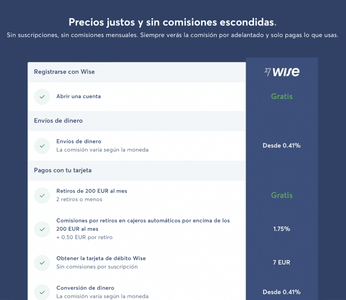 wise comisiones