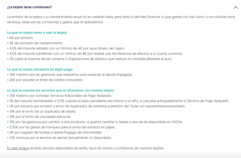 Wizink opiniones comisiones ocultas