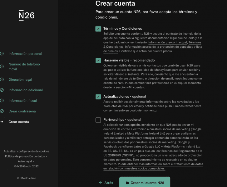 abrir cuenta n26 condiciones