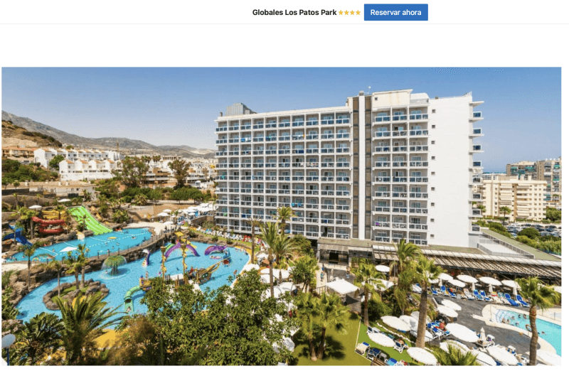 hotel con parque acuatico en málaga para niños