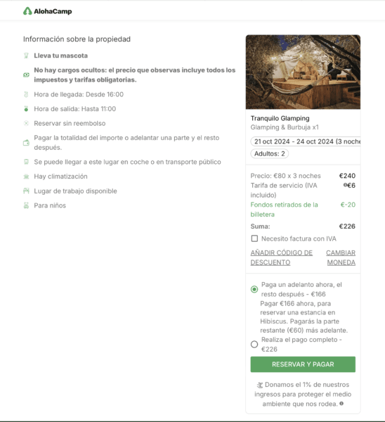 reservar glamping con descuento