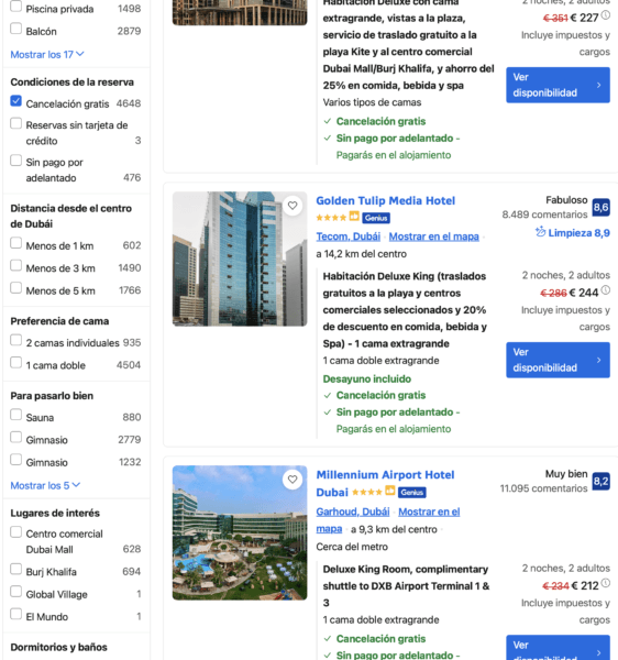 opiniones cancelación gratuita Booking