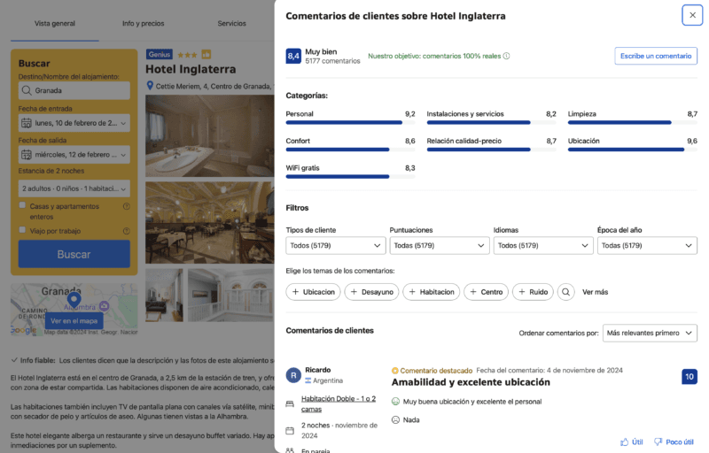 comentarios booking