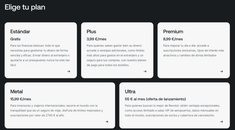 Planes cuentas Revolut actuales 2025