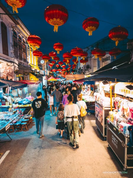 Mercado comida callejera en Melaka