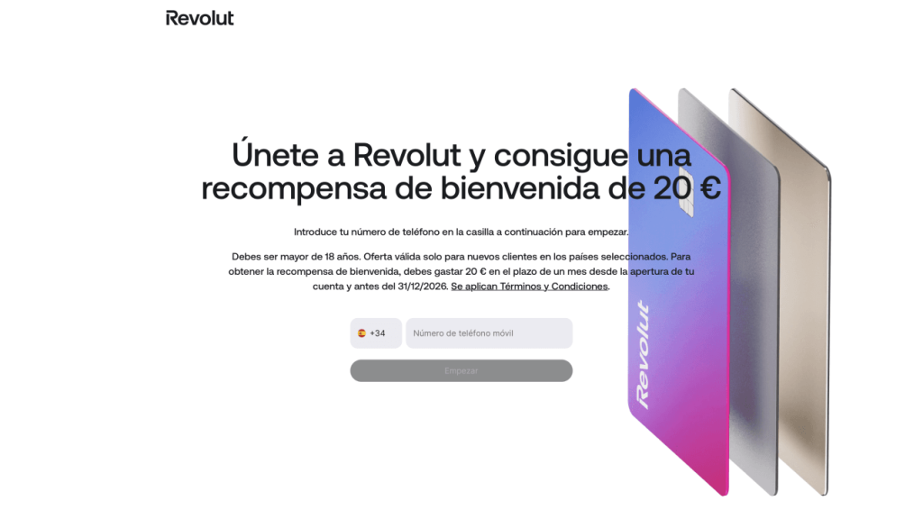 20 euros gratis revolut página de registro