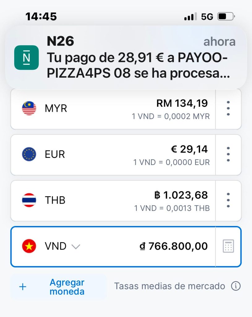 Tipo de cambio N26