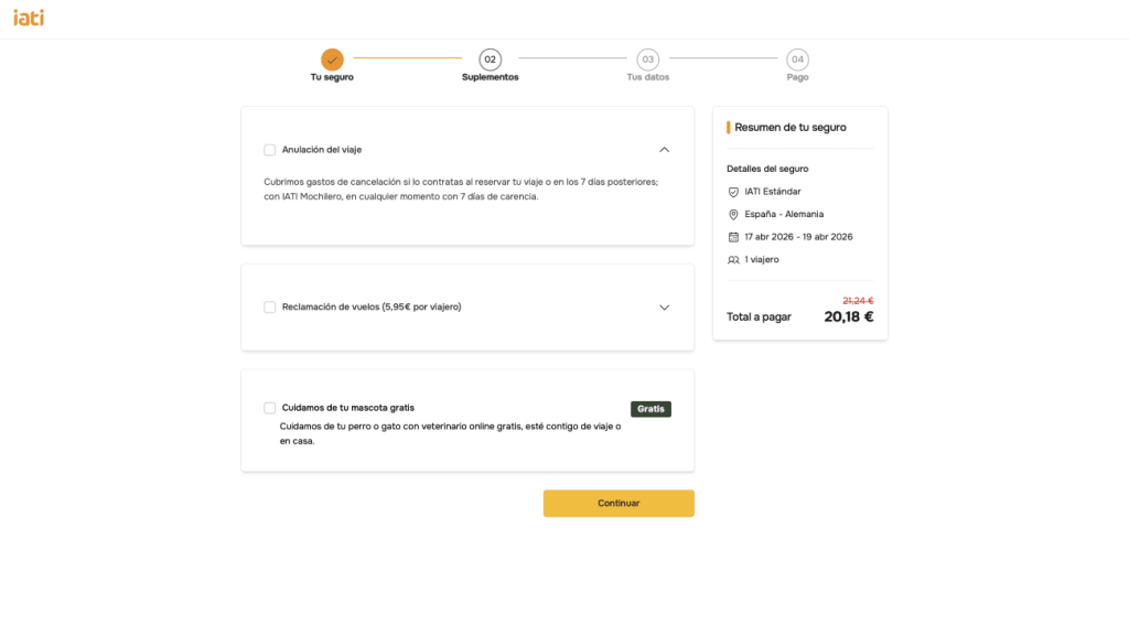 pagina de pago iati con ahorro ya aplicado