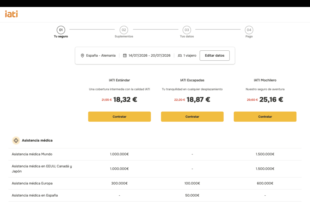 precios seguro Iati con un 15% ahorro aplicado