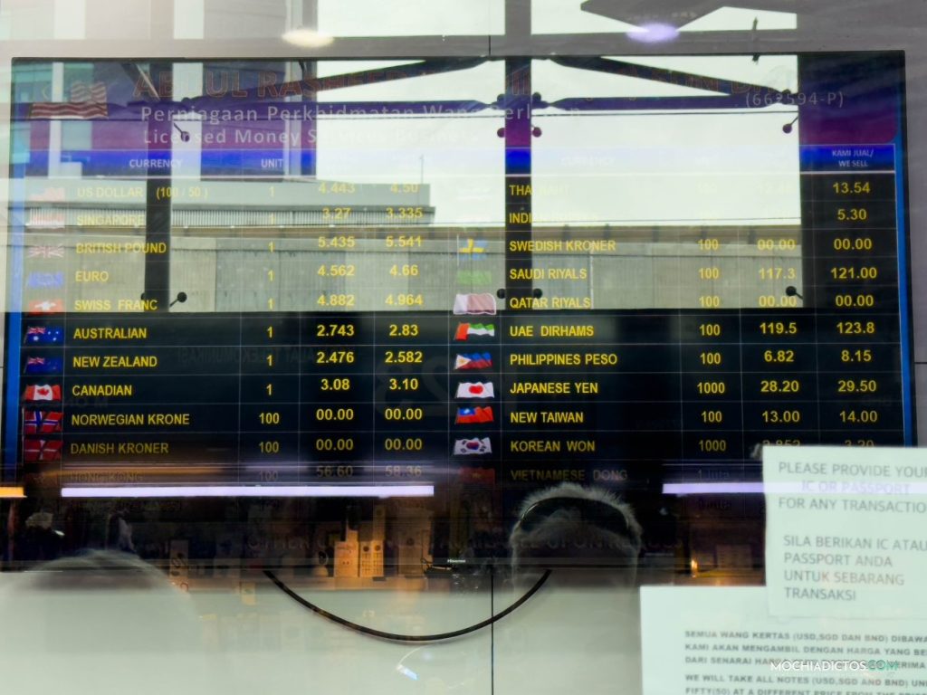 Cambiar dinero en casas de cambio en Malasia