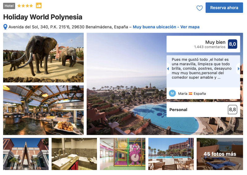 Donde alojarse en Málaga con niños- Polinesia Benalmadena