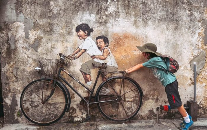 Penang con niños street art