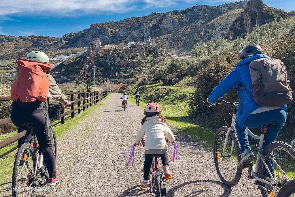 Ruta verde del aceite con niños en bici