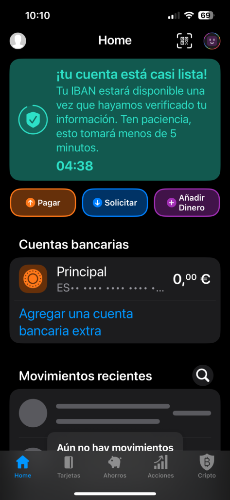 Pantalla de verificación final de bunq Free indicando que la cuenta está casi lista