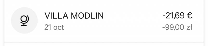 Pago alojamiento Modlin