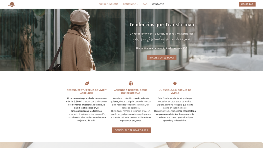 Opiniones Bundle Tendencias que Transforman – captura de la web oficial