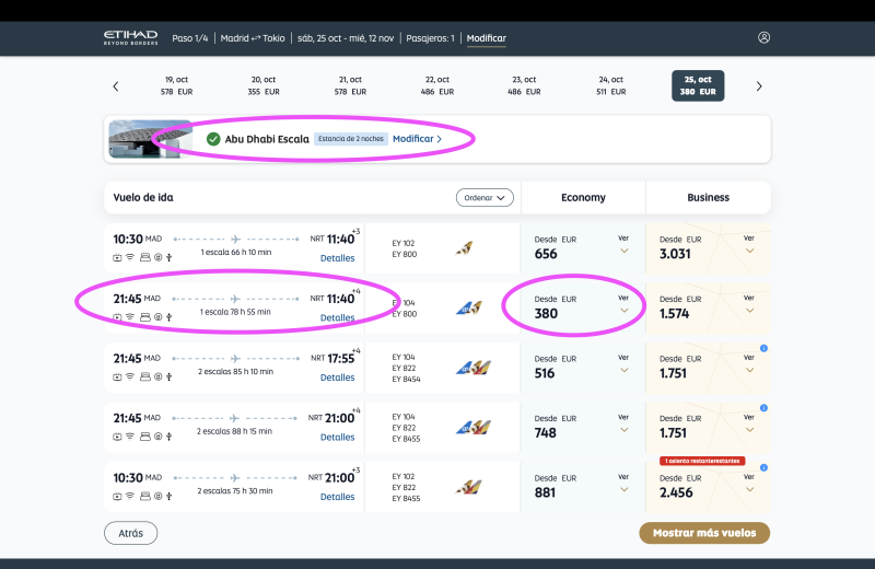 búsqueda de vuelos en Etihad con opción de escala gratuita en Abu Dhabi – Etihad opiniones