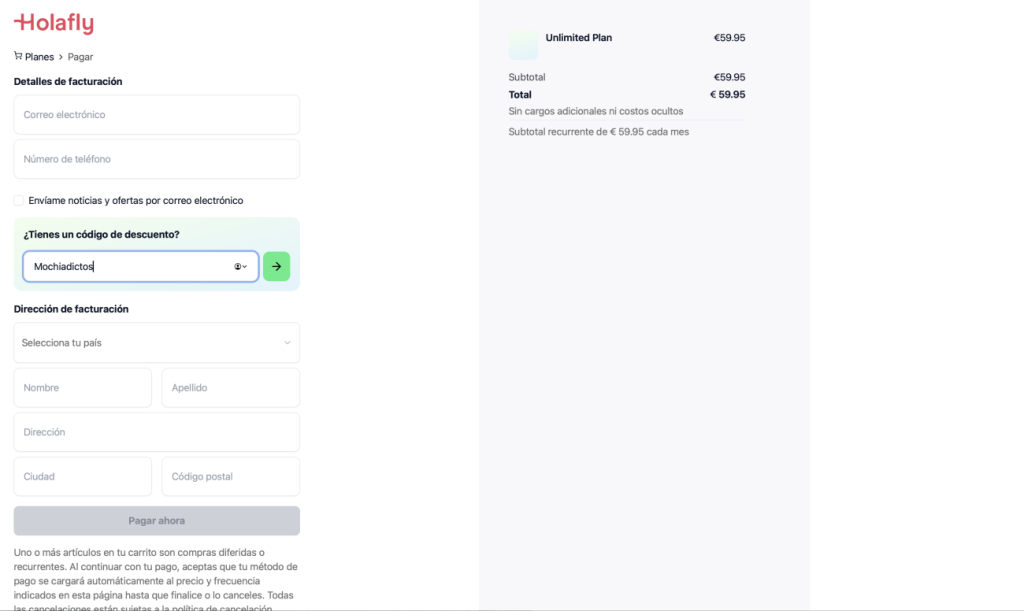 código descuento Holafly 10