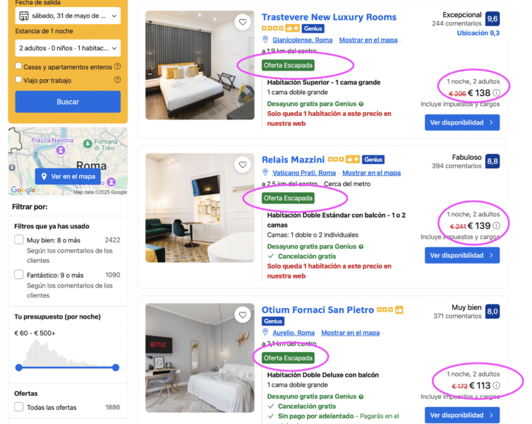 descuentos booking en Roma