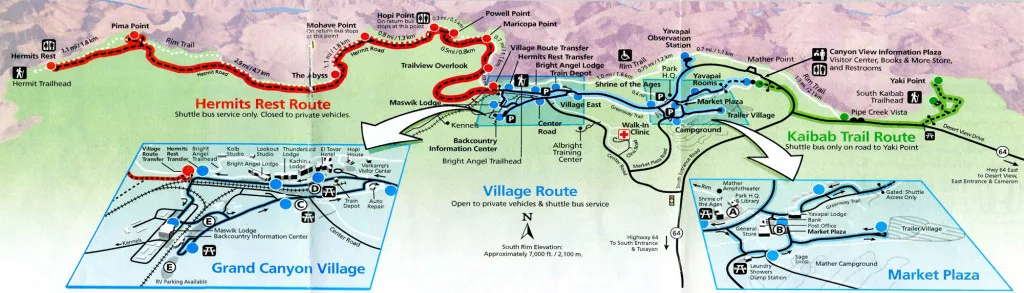 Mapa autobuses Gran Cañon