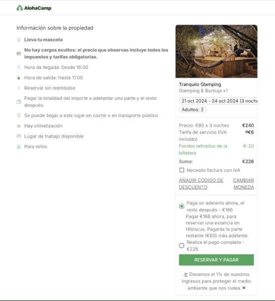 reservar glamping con descuento