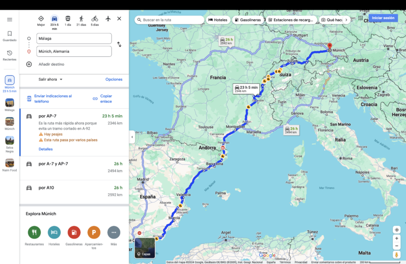 Málaga munich en autocaravana